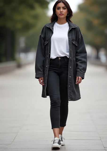 Tote bag with denim jacket and casual outfit
