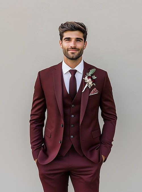 Burgundy Red Suits: Wedding Power Dressing Burgundy Red suit for weddings