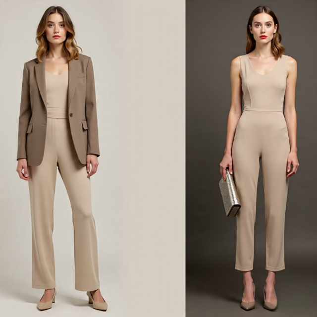 Jumpsuit with and without blazer
