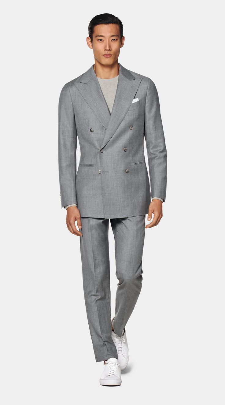 Classic black suit with white shirt and polished black oxford shoes