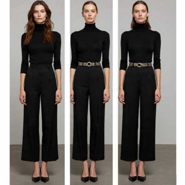 All-black outfit transition