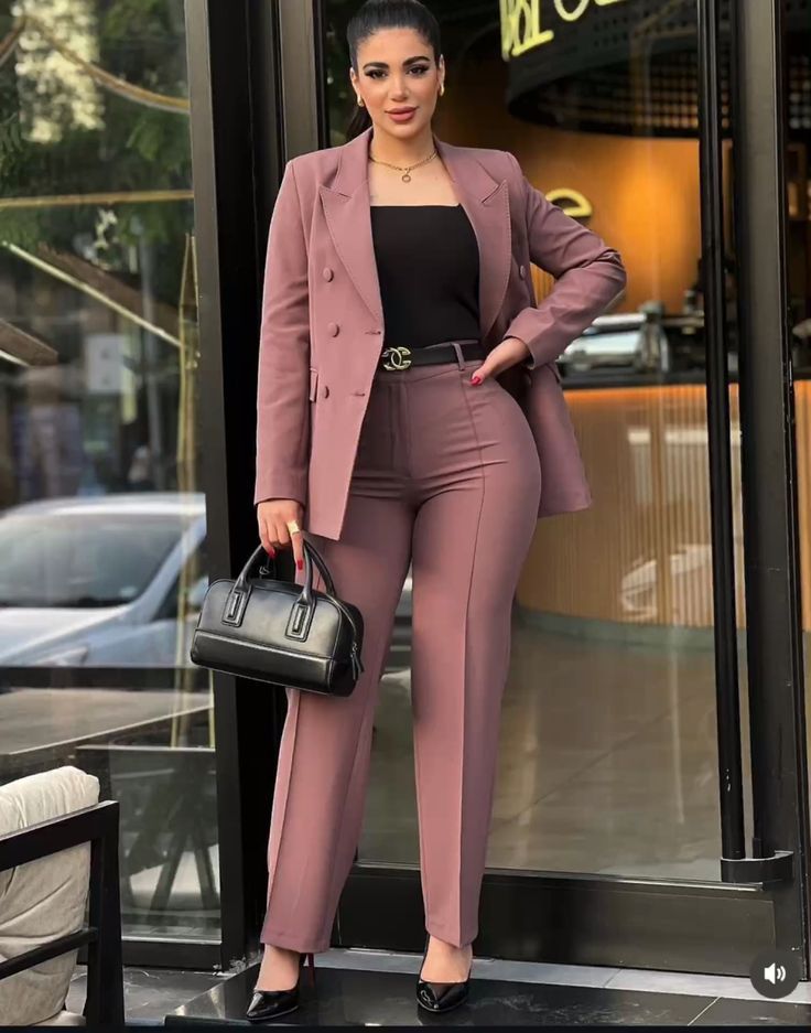 Woman transitioning from work to evening outfit