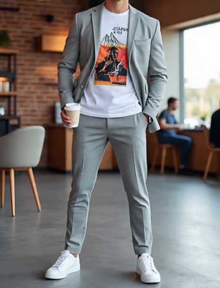 White Sneakers with Tailored Suit White sneakers with suit