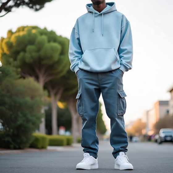 White Sneakers with Oversized Hoodie White sneakers and oversized hoodie