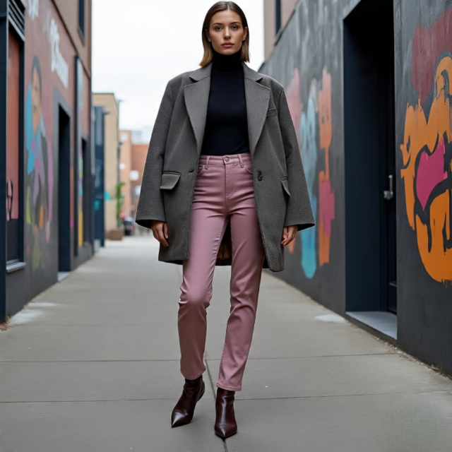 Pink Jeans + Tailoring: Office-Ready Streetwear Pink jeans with black blazer and heels