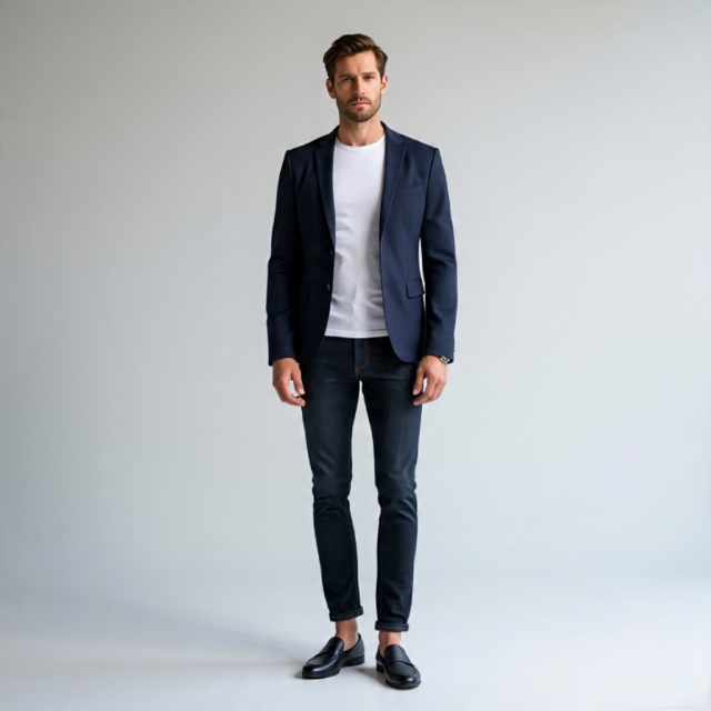 Smart Casual Twist Blazer with skinny jeans