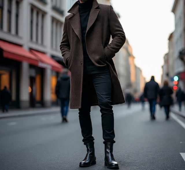 Boots & Coats Combo Skinny jeans with boots and long coat